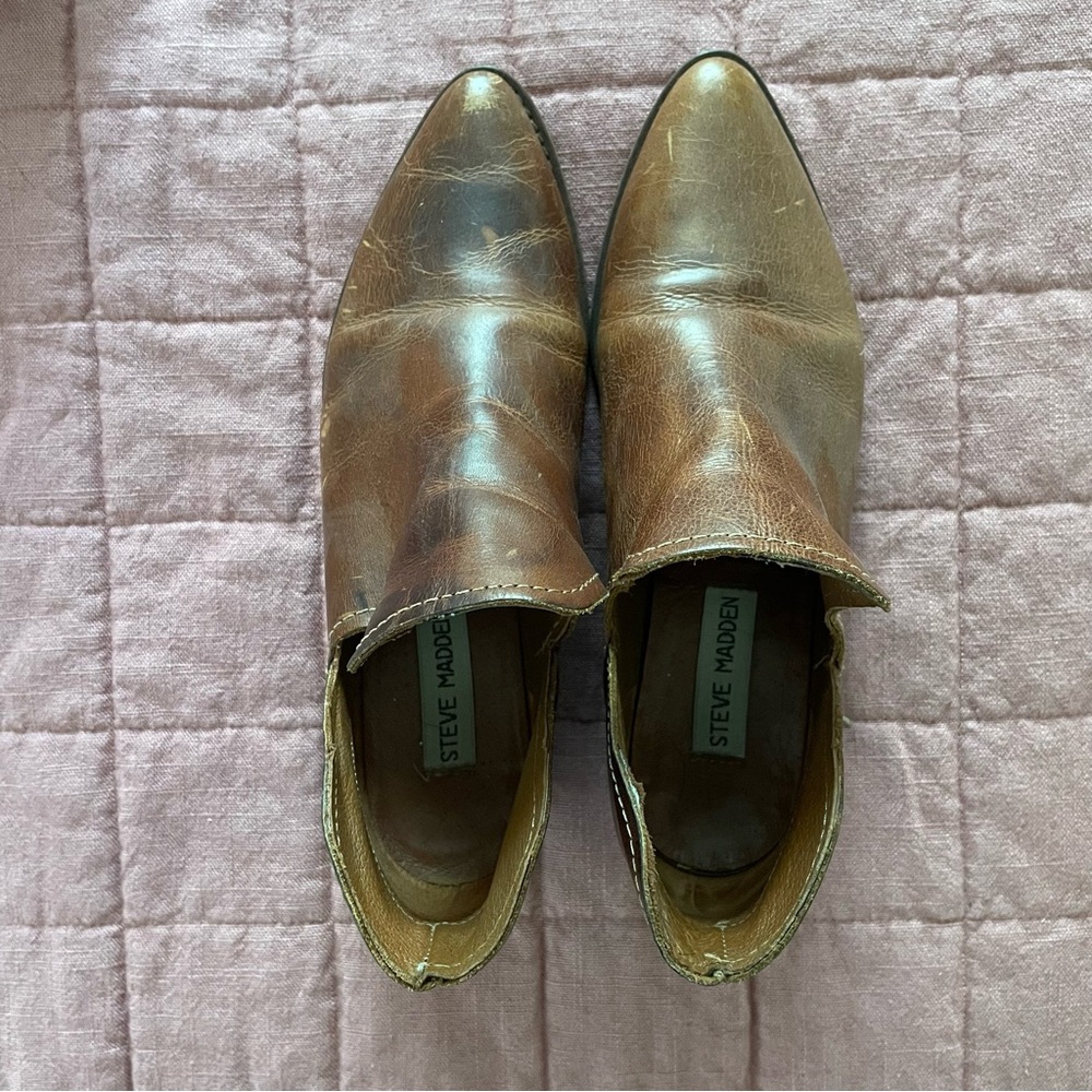Steve Madden Distressed Cognac Booties Size 7 - image 3